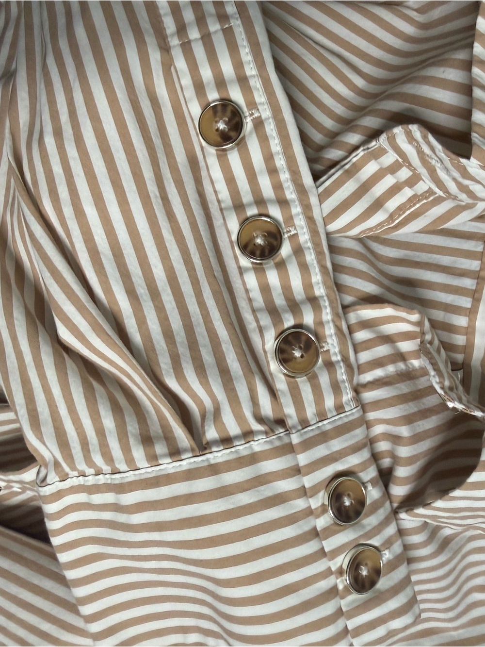 Chico's Beige and White Striped Button-Down Shirt - Picture 6 of 6